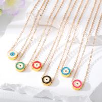 Evil Eye Jewelry Necklace Zinc Alloy with 5cm extender chain Flat Round gold color plated for woman & enamel nickel lead & cadmium free Length Approx 50 cm Sold By PC