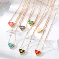 Evil Eye Jewelry Necklace, Tibetan Style, with 5cm extender chain, Heart, gold color plated, for woman & enamel, more colors for choice, nickel, lead & cadmium free, Length:Approx 50 cm, Sold By PC