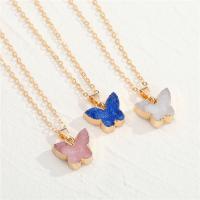 Resin Necklace Zinc Alloy with Resin with 5cm extender chain Butterfly gold color plated for woman nickel lead & cadmium free Length Approx 50 cm Sold By PC