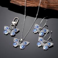 Evil Eye Jewelry Set, Tibetan Style, with 5cm extender chain, Butterfly, antique silver color plated, different styles for choice & for woman & enamel, more colors for choice, nickel, lead & cadmium free, Length:Approx 50 cm, Sold By PC