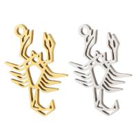 Stainless Steel Animal Pendants, 304 Stainless Steel, Scorpion, Vacuum Plating, Unisex & hollow, more colors for choice, 14x18x1mm, Hole:Approx 1mm, Approx 10PCs/Bag, Sold By Bag