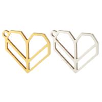 Stainless Steel Heart Pendants, 304 Stainless Steel, Vacuum Plating, Unisex & hollow, more colors for choice, 17x14x1mm, Hole:Approx 1mm, Approx 10PCs/Bag, Sold By Bag