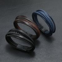 PU Leather Cord Bracelets, with Tibetan Style, fashion jewelry & for man, more colors for choice, Length:Approx 22 cm, Sold By PC