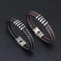 Bracelets cordon PU, cuir PU, avec alliage de zinc, bijoux de mode & pour homme, plus de couleurs à choisir, Longueur Environ 21-22 cm, Vendu par PC