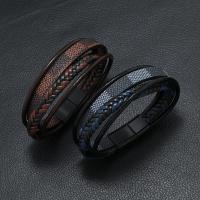 PU leder koord armbanden, met Zinc Alloy, mode sieraden & voor de mens, meer kleuren voor de keuze, Lengte Ca 21-22 cm, Verkocht door PC