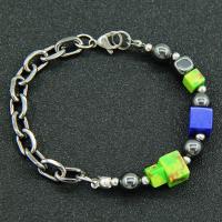 Bracelet d'acier titane, avec Oeil de chat & Hématite, bijoux de mode & unisexe, Longueur:Environ 8 pouce, Vendu par PC