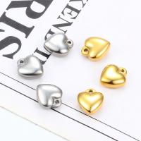 Stainless Steel Heart Pendants, 304 Stainless Steel, Vacuum Ion Plating, polished & DIY, more colors for choice, 10x10mm, 5PCs/Bag, Sold By Bag