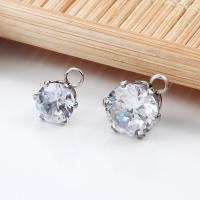 Stainless Steel Pendants 304 Stainless Steel electrolyzation DIY & with cubic zirconia original color Sold By Bag