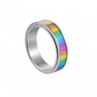 Titanium Čelik Finger Ring, epoksi naljepnica, modni nakit & bez spolne razlike & različite veličine za izbor, srebro, 6x2.30mm, Prodano By PC