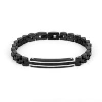 Titanium stål armbånd, mode smykker & for mennesket, sort, 7mm, Længde Ca. 7.09 inch, Solgt af PC