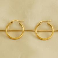 Boucle d'oreille Acier Titane, bijoux de mode & pour femme, doré, 22.50mm, Vendu par paire