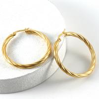 Stainless Steel Hoop Earring 304 Stainless Steel fashion jewelry & for woman golden Sold By Pair