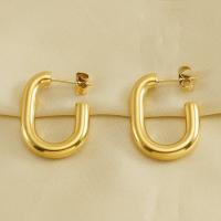 Titanium Steel  Earring, 18K gold plated, fashion jewelry & for woman, golden, 25mm, Sold By Pair