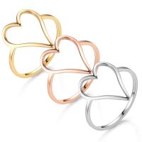 Titanium Čelik Finger Ring, Srce, pozlaćen, modni nakit & bez spolne razlike & različite veličine za izbor, više boja za izbor, Prodano By PC