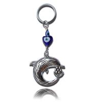 Bag Purse Charms Keyrings Keychains, Tibetan Style, with Glass Beads, Dolphin, silver color plated, Unisex & evil eye pattern, silver color, nickel, lead & cadmium free, Length:15 cm, Sold By PC