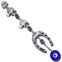 Hanging Ornaments, Tibetan Style, with Lampwork, Elephant, silver color plated, evil eye pattern, nickel, lead & cadmium free, Length:18 cm, Sold By PC