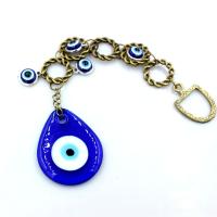 Hanging Ornaments Zinc Alloy with Lampwork Teardrop antique bronze color plated evil eye pattern blue nickel lead & cadmium free Length 20 cm Sold By PC