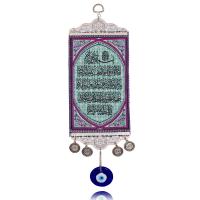 Hängende Ornamente, Zinklegierung, mit Stoff & Lampwork, silberfarben plattiert, Folk-Stil & böser Blick- Muster, frei von Nickel, Blei & Kadmium, Länge:30 cm, verkauft von PC
