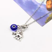 Evil Eye Jewelry Necklace, Tibetan Style, with Lampwork, with 5cm extender chain, antique silver color plated, Different Shape for Choice & evil eye pattern, more colors for choice, nickel, lead & cadmium free, Length:47 cm, Sold By PC