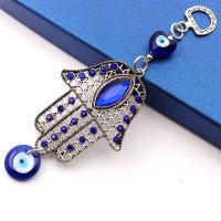 Hanging Ornaments Zinc Alloy with Lampwork Hand antique silver color plated evil eye pattern & with rhinestone blue nickel lead & cadmium free 15mm 75mm 20mm Length 162 mm Sold By PC