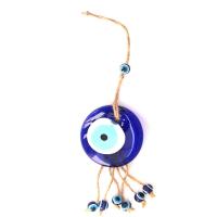 Hanging Ornaments Lampwork with Linen evil eye pattern blue 12mm 70mm Length 28 cm Sold By PC
