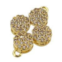 Cubic Zirconia Micro Pave Brass Connector, real gold plated, micro pave cubic zirconia, gold, 24x16x4mm, Hole:Approx 1.5mm, Sold By PC