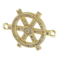 Cubic Zirconia Micro Pave Brass Connector real gold plated micro pave cubic zirconia & hollow gold Approx 1.5mm Sold By PC