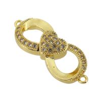 Cubic Zirconia Micro Pave Brass Connector, real gold plated, micro pave cubic zirconia, gold, 29x11x6.50mm, Hole:Approx 1mm, Sold By PC
