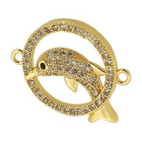 Cubic Zirconia Micro Pave Brass Connector, real gold plated, micro pave cubic zirconia & hollow, gold, 21x71x3.50mm, Hole:Approx 1mm, Sold By PC