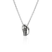 Titanium Steel Necklace Donut with letter pattern & for man & with rhinestone & hollow Length Approx 23.6 Inch Sold By PC