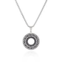 Titanium Steel Necklace, Donut, with letter pattern & for man & enamel & hollow, 34mm, Length:Approx 23.6 Inch, Sold By PC