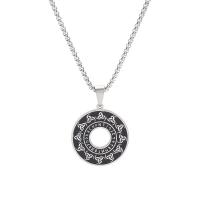 Titanium Steel Necklace, Donut, with letter pattern & for man & hollow, 34mm, Length:Approx 23.6 Inch, Sold By PC