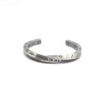 Partículas de aço abertura da pulseira, banho de cor prata antiga, com padrão de carta & para o homem, comprimento Aprox 6.3-7.5 inchaltura, vendido por PC