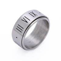 Stainless Steel Finger Ring, 304 Stainless Steel, Vacuum Ion Plating, with roman number & Unisex & different size for choice, more colors for choice, 8mm, US Ring Size:7-11, Sold By PC