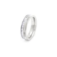 Titanium Steel Finger Ring, with White Shell, Unisex & different size for choice & micro pave cubic zirconia, 6mm, US Ring Size:6-11, Sold By PC