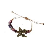 Porcelain Bracelet Zinc Alloy with Porcelain & Wax Cord plated Length Adjustable & braided bracelet & for woman multi-colored Length Approx 14-20 cm Sold By Lot