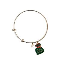 Iron Bracelet with zinc alloy bead platinum color plated Christmas Design & for woman & enamel multi-colored 65mm Sold By Lot