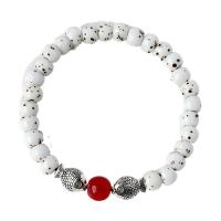 Porcelain Bracelet, with Glass Beads & Tibetan Style, elastic & for woman, more colors for choice, Length:Approx 14-20 cm, 20PCs/Lot, Sold By Lot