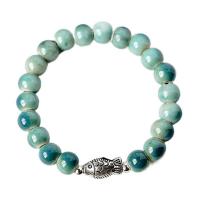 Bracelet en porcelaine, avec Perle en alliage de zinc, élastique & pour femme, plus de couleurs à choisir, Longueur:Environ 14-20 cm, 20PC/lot, Vendu par lot
