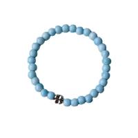 Porcelain Bracelet, with Tibetan Style bead, elastic & for woman, skyblue, Length:Approx 14-20 cm, 20PCs/Lot, Sold By Lot
