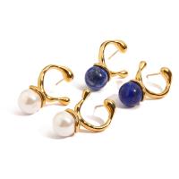 Boucles d'oreilles en perles d'eau douce, Acier inoxydable 304, avec perle d'eau douce cultivée, bijoux de mode & pour femme, plus de couleurs à choisir, 28x18mm, Vendu par paire