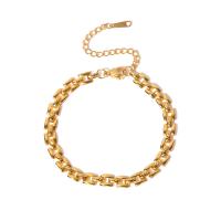 Bijoux bracelet en acier inoxydable, Acier inoxydable 304, avec 5cm chaînes de rallonge, bijoux de mode & pour femme, doré, Longueur:17.5 cm, Vendu par PC