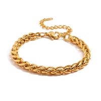 Bijoux bracelet en acier inoxydable, Acier inoxydable 304, avec 5cm chaînes de rallonge, bijoux de mode & pour femme, doré, 6mm, Longueur 17 cm, Vendu par PC