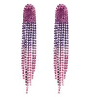 Fashion Fringe Earrings Zinc Alloy gold color plated fashion jewelry & for woman & with rhinestone Sold By Pair
