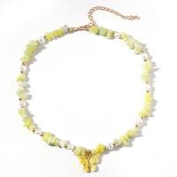 Plastik perle halskæde, Zinc Alloy, med Natursten & ABS plastik perle, guldfarve belagt, mode smykker & for kvinde, flere farver til valg, 18mm, Solgt Per 46-53 cm Strand