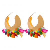 Zinc Alloy Drop Earrings with Stone gold color plated fashion jewelry & for woman multi-colored Sold By Pair
