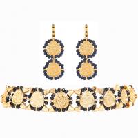 Crystal Jewelry Sets earring & necklace Zinc Alloy with Crystal gold color plated 2 pieces & fashion jewelry & for woman Length 34-39 cm Sold By Set