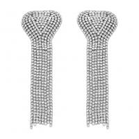 Fashion Fringe Boucles d'oreilles, alliage de zinc, bijoux de mode & pour femme & avec strass, plus de couleurs à choisir, 100x30mm, Vendu par paire