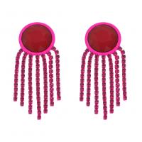 Fashion Fringe Earrings, Tibetan Style, fashion jewelry & for woman & with rhinestone, more colors for choice, 69x26mm, Sold By Pair