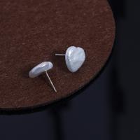 Freshwater Pearl øreringe, Ferskvandsperle, med 925 Sterling Sølv, Heart, mode smykker & for kvinde, 12-13mm, Solgt af par